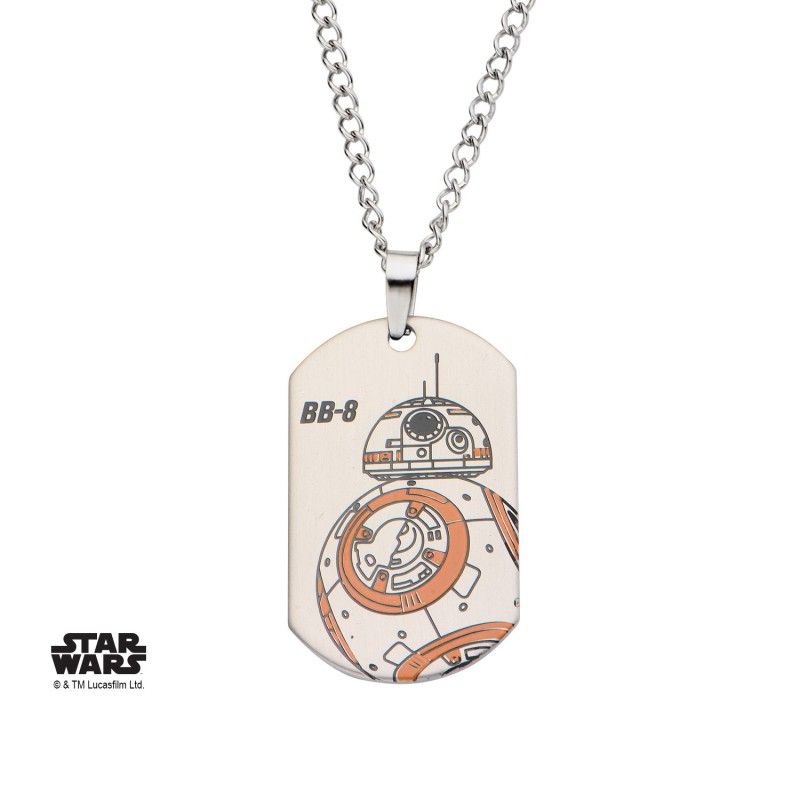 BB-8 Droid Star Wars Dog Tag Necklace - Stainless Steel - Click Image to Close